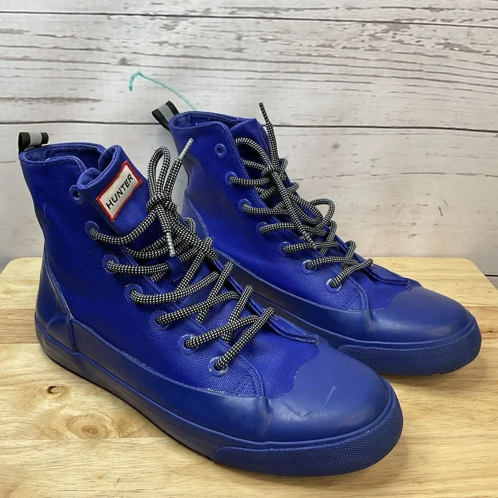 Hunter Men’s Size 9 Royal Blue High Top Sneakers - Unisex Rubber Waterproof W-11